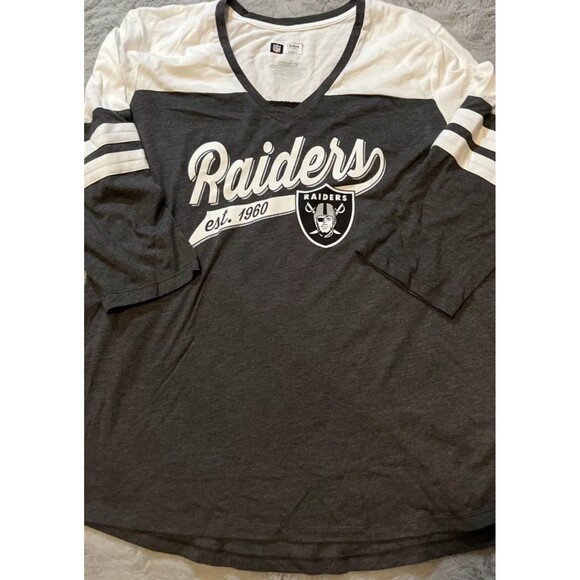 NFL Team Apparel Women’s Raiders 3/4 Sleeve Shirt Size V-Neck Small S new - Picture 8 of 10